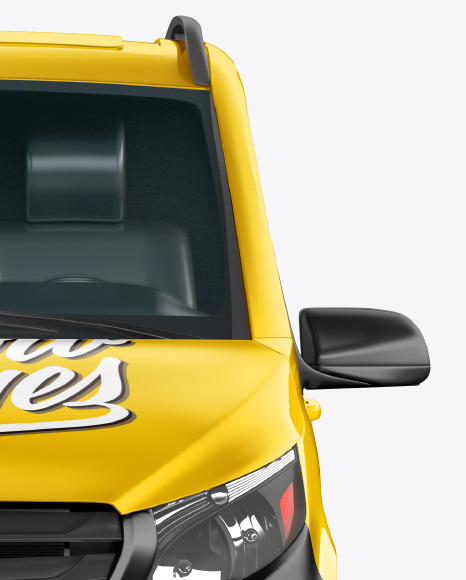 Download Panel Van Mockup Front View In Vehicle Mockups On Yellow Images Object Mockups PSD Mockup Templates