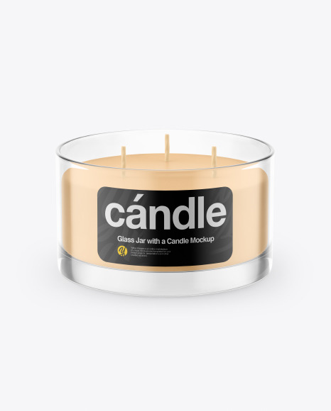 Download Glass Jar With Candle Psd Mockup Yellow Images