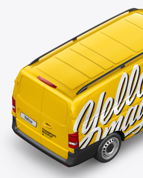 Download Panel Van Mockup Back Half Side View High Angle Shot In Vehicle Mockups On Yellow Images Object Mockups PSD Mockup Templates