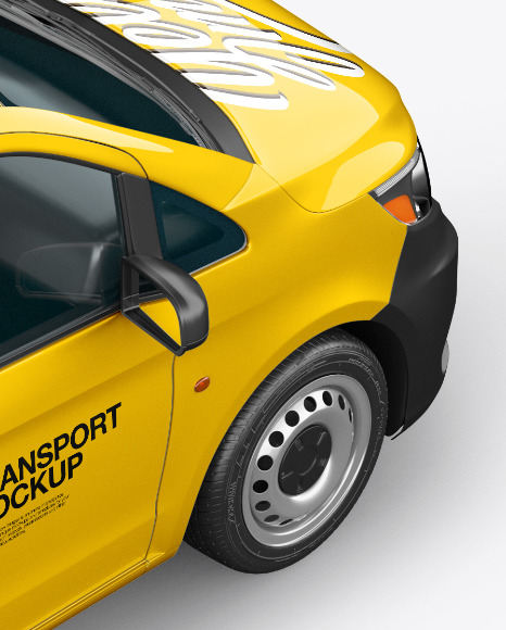 Download Panel Van Mockup Back Half Side View High Angle Shot In Vehicle Mockups On Yellow Images Object Mockups PSD Mockup Templates