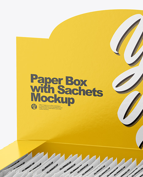 Download Display Box With Sachets Mockup In Box Mockups On Yellow Images Object Mockups PSD Mockup Templates