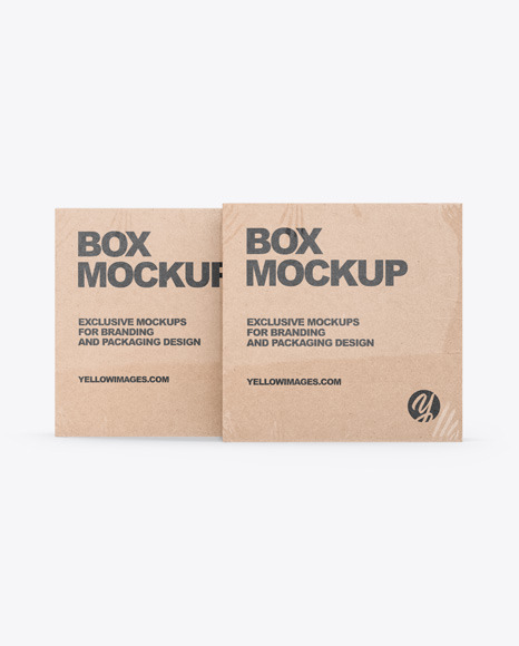 Download Two Kraft Boxes Mockup In Box Mockups On Yellow Images Object Mockups PSD Mockup Templates