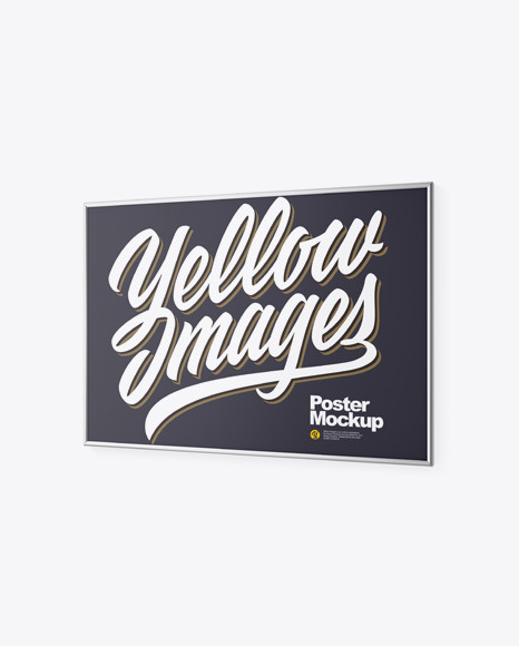 Metallic Frame Poster Mockup In Indoor Advertising Mockups On Yellow Images Object Mockups