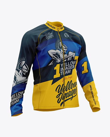 Men S Long Sleeve Full Zip Jersey Mockup In Apparel Mockups On Yellow Images Object Mockups