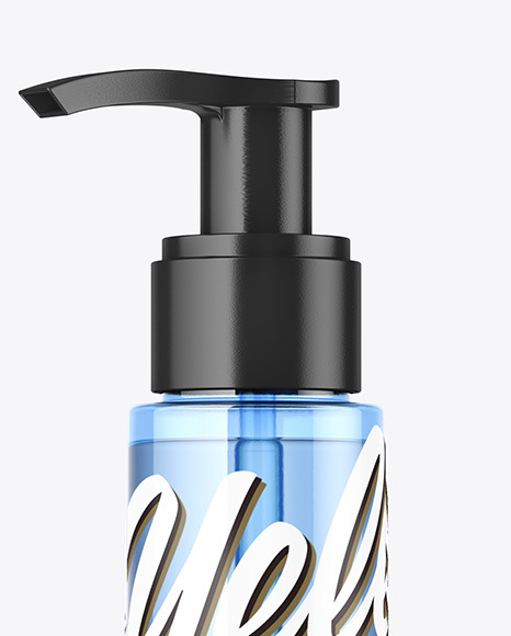 Blue Bottle with Pump Mockup PSD #2