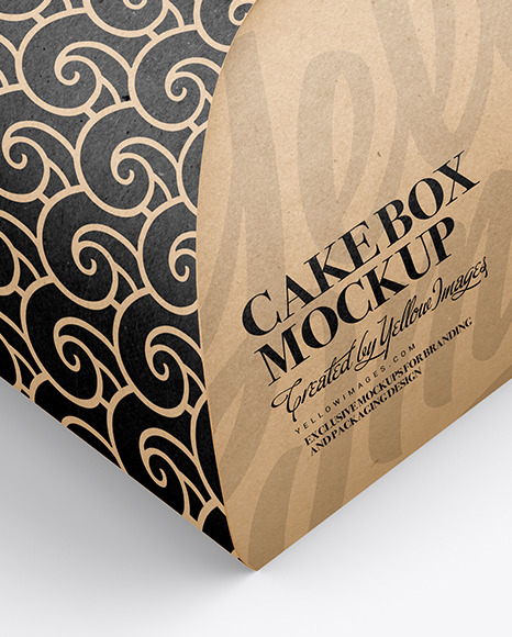 Kraft Paper Cake Box Mockup In Box Mockups On Yellow Images Object Mockups