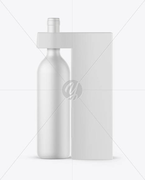 Matte Wine Bottle with Box Mockup