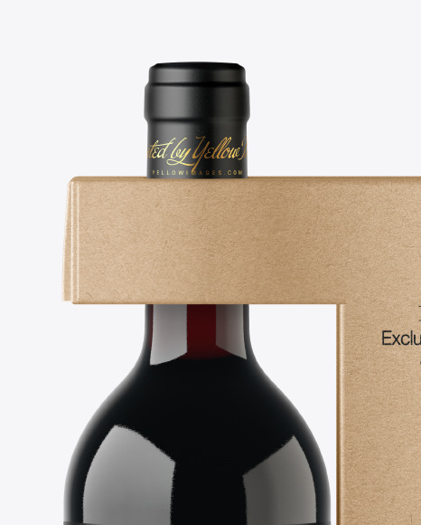 Amber Glass Wine Bottle With Box Mockup In Bottle Mockups On Yellow Images Object Mockups