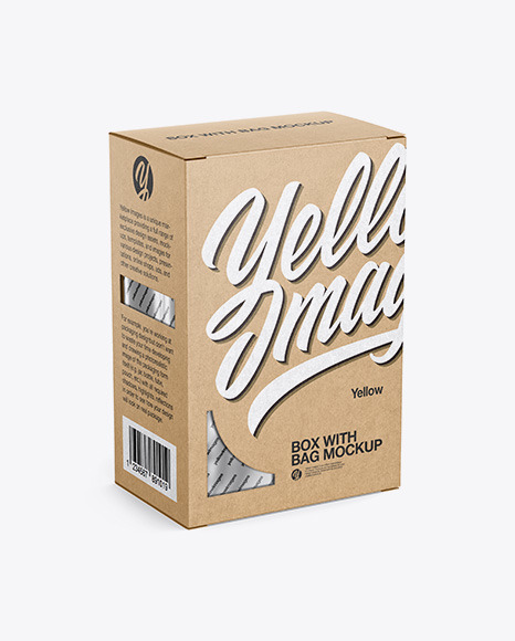 Download Kraft Box With Metallic Bag Mockup Half Side View In Box Mockups On Yellow Images Object Mockups Yellowimages Mockups