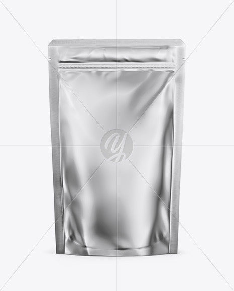 Metallic Stand Up Pouch With Zipper Mockup Half Side View In Pouch Mockups On Yellow Images Object Mockups