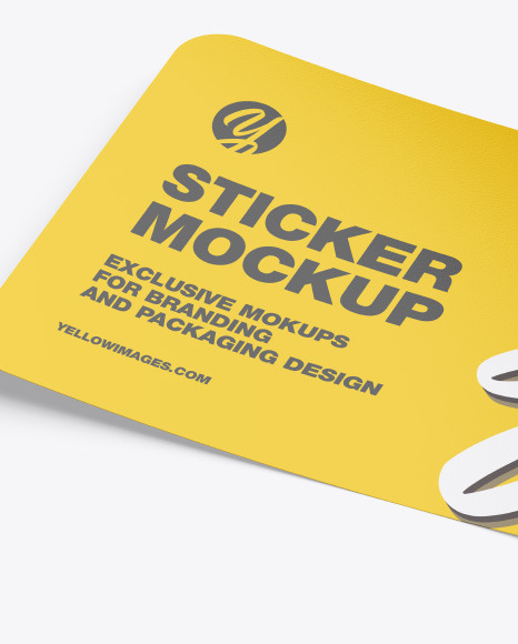 Glossy Sticker Mockup In Stationery Mockups On Yellow Images Object Mockups