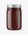 Clear Glass Jar with Raspberry Jam Mockup