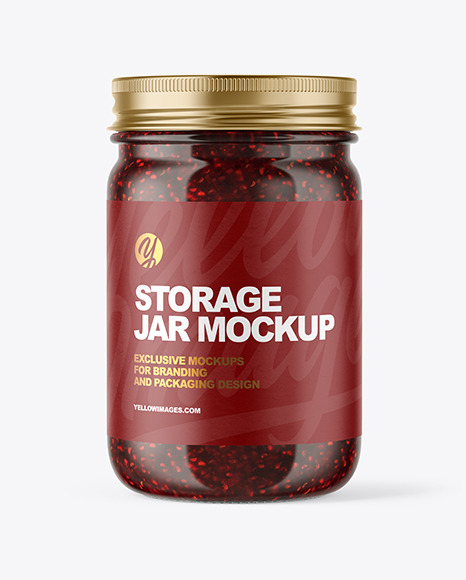 Download Clear Glass Jar With Raspberry Jam Mockup In Jar Mockups On Yellow Images Object Mockups PSD Mockup Templates