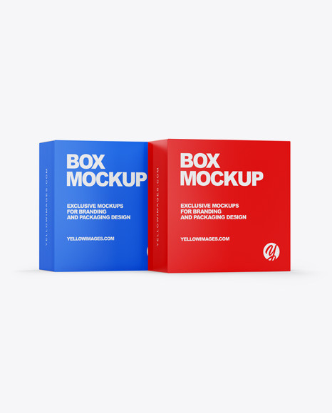 Download Two Paper Boxes Mockup In Box Mockups On Yellow Images Object Mockups PSD Mockup Templates