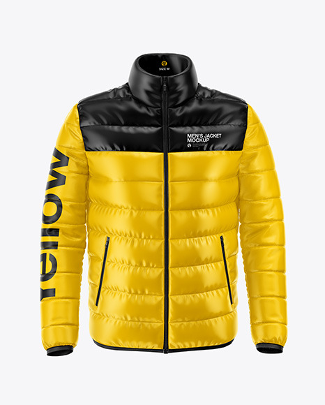 Download Men S Down Jacket Mockup Front View In Apparel Mockups On Yellow Images Object Mockups