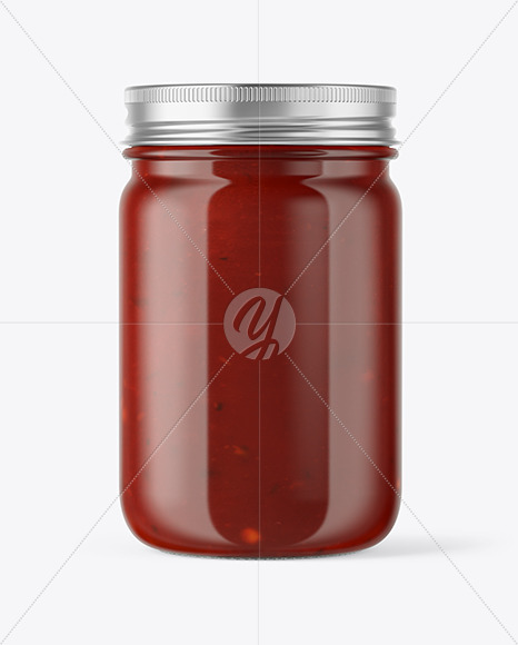 Download Clear Glass Jar With Sauce Mockup In Jar Mockups On Yellow Images Object Mockups PSD Mockup Templates