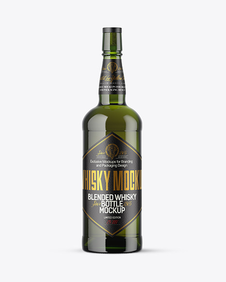 Green Glass Whiskey Bottle Mockup PSD #2