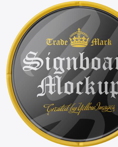 Glossy Round Signboard Mockup PSD #7