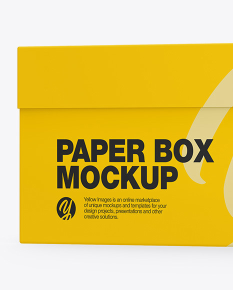 Download Matte Paper Box Half Side View In Box Mockups On Yellow Images Object Mockups PSD Mockup Templates