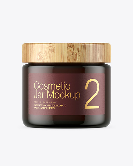 Dark Amber Glass Cosmetic Jar Mockup PSD #7
