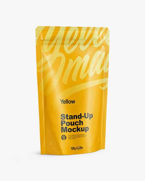 Download Matte Stand Up Pouch With Zipper Mockup Half Side View In Pouch Mockups On Yellow Images Object Mockups PSD Mockup Templates