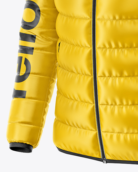 Download Men S Down Jacket Mockup Front Half Side View In Apparel Mockups On Yellow Images Object Mockups