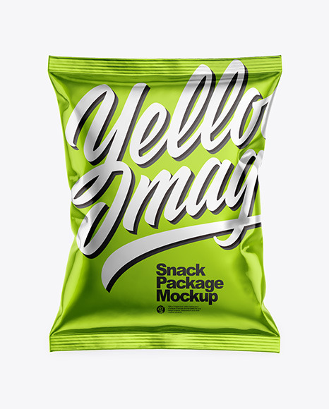 Download Metallic Snack Package Mockup In Flow Pack Mockups On Yellow Images Object Mockups PSD Mockup Templates