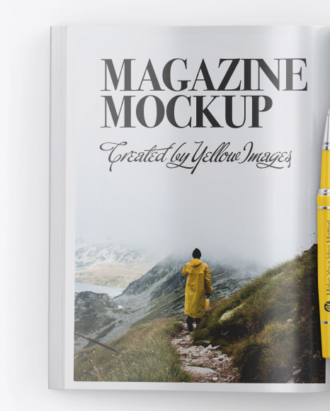 Download Glossy Magazine Mockup In Stationery Mockups On Yellow Images Object Mockups