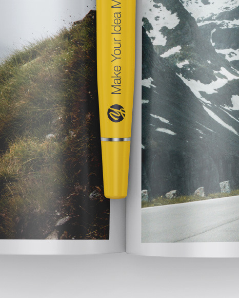 Download Glossy Magazine Mockup In Stationery Mockups On Yellow Images Object Mockups