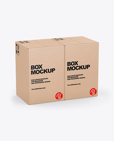 Two Kraft Boxes Mockup In Box Mockups On Yellow Images Object Mockups