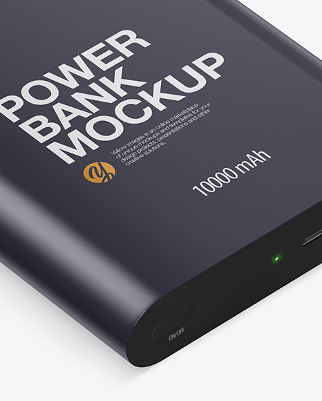 Glossy Power Bank Mockup Front View In Device Mockups On Yellow Images Object Mockups