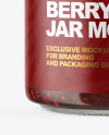 Clear Glass Jar with Raspberry Jam Mockup