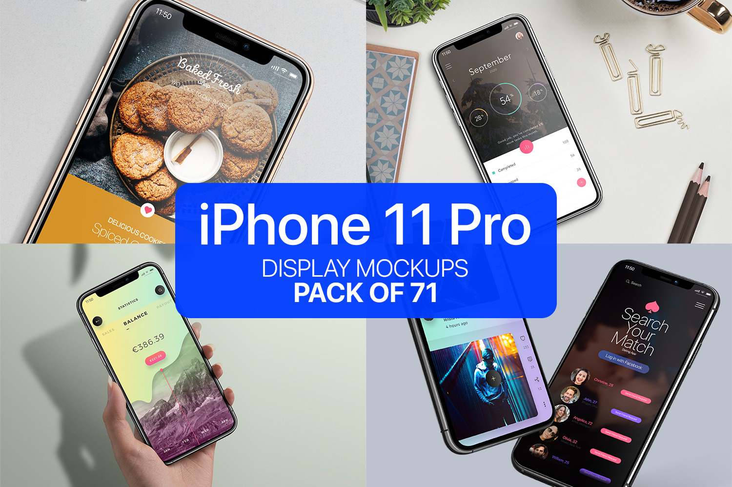 Iphone 11 Pro Display Mockups Pack Of 71 In Device Mockups On Yellow Images Creative Store