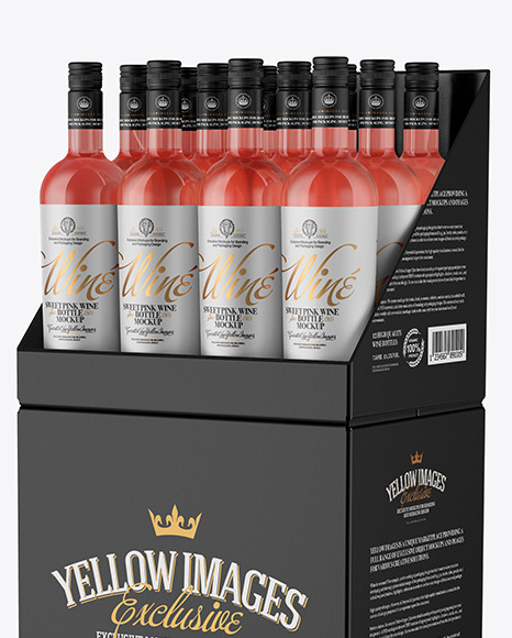 Stand with Pink Wine Bottles Mockup PSD #2