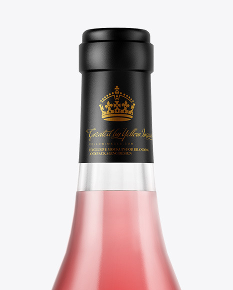 Clear Glass Pink Wine Bottle Mockup PSD #2
