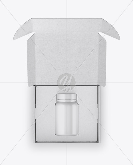 Opened Kraft Box with Pills Bottle Mockup PSD #1