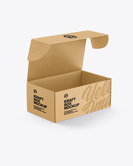 Download Opened Kraft Box Mockup In Box Mockups On Yellow Images Object Mockups