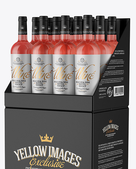 Stand with Pink Wine Bottles Mockup PSD #2