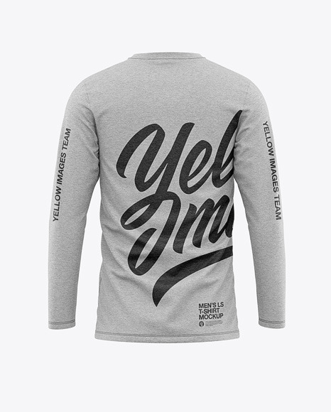 Download Men's Heather Long Sleeve T-Shirt Mockup - Back View in ...