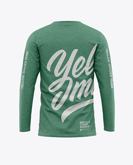 Men's Heather Long Sleeve T-Shirt Mockup - Back View in ...