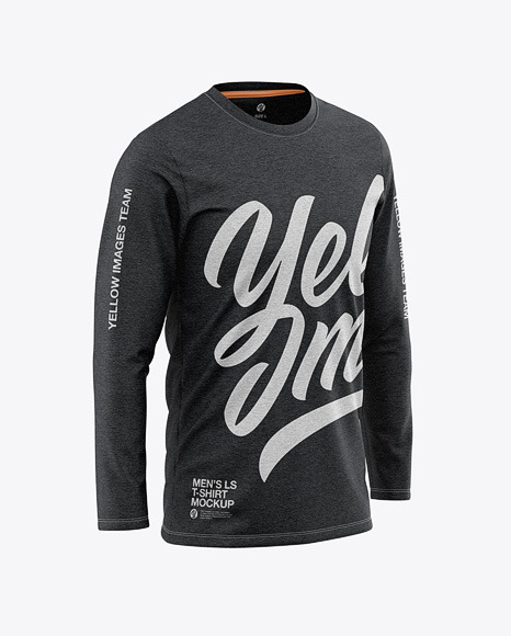 Download Men S Heather Long Sleeve T Shirt Mockup Front Half Side View In Apparel Mockups On Yellow Images Object Mockups