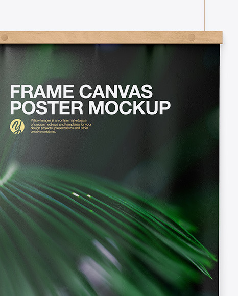 Download Wooden Frame Canvas Poster Mockup In Indoor Advertising Mockups On Yellow Images Object Mockups PSD Mockup Templates