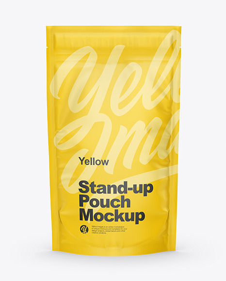 Matte Stand Up Pouch With Zipper Mockup In Pouch Mockups On Yellow Images Object Mockups