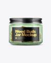 Green Glass Jar with Weed Buds Mockup