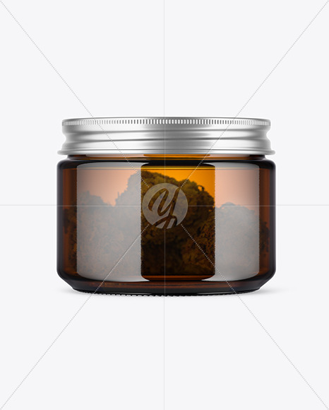 Square Amber Glass Jar With Weed Buds Mockup In Jar Mockups On Yellow Images Object Mockups