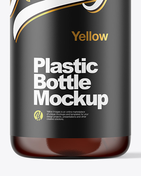 Amber Plastic Bottle Mockup PSD #1