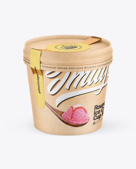 Download Kraft Ice Cream Cup Mockup In Cup Bowl Mockups On Yellow Images Object Mockups PSD Mockup Templates