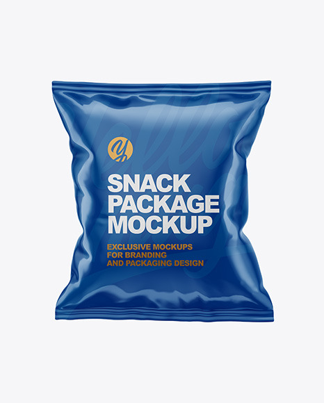 Download Glossy Snack Package Mockup In Bag Sack Mockups On Yellow Images Object Mockups PSD Mockup Templates