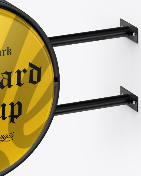 Glossy Round Signboard Mockup PSD #1