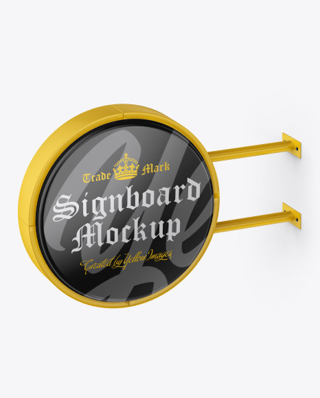 Glossy Round Signboard Mockup PSD #6